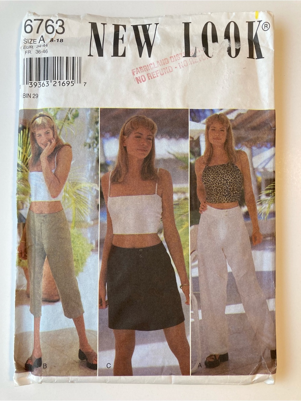 New Look 6763 Sewing Pattern Wide Leg Pants Capri Mini Skirt Sizes 8-18